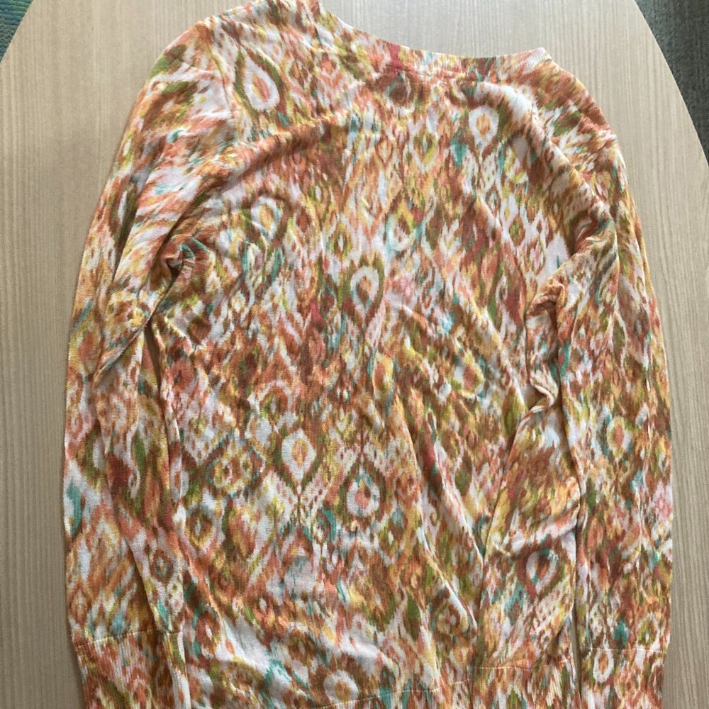 Liverpool Abstract Print Sweater Large Pullover Viscose Nylon Blend Gold White - Picture 3 of 3